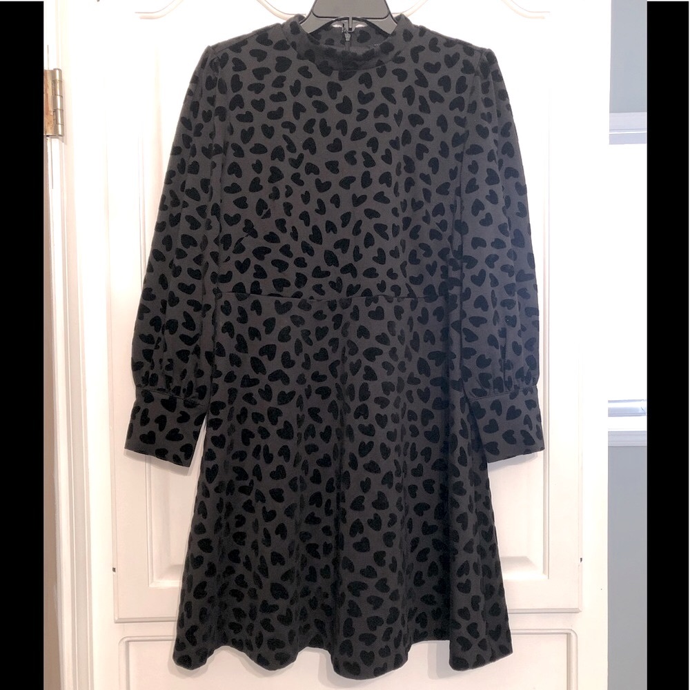 Ann Taylor Black and Gray Velvet Dress. Size 14P